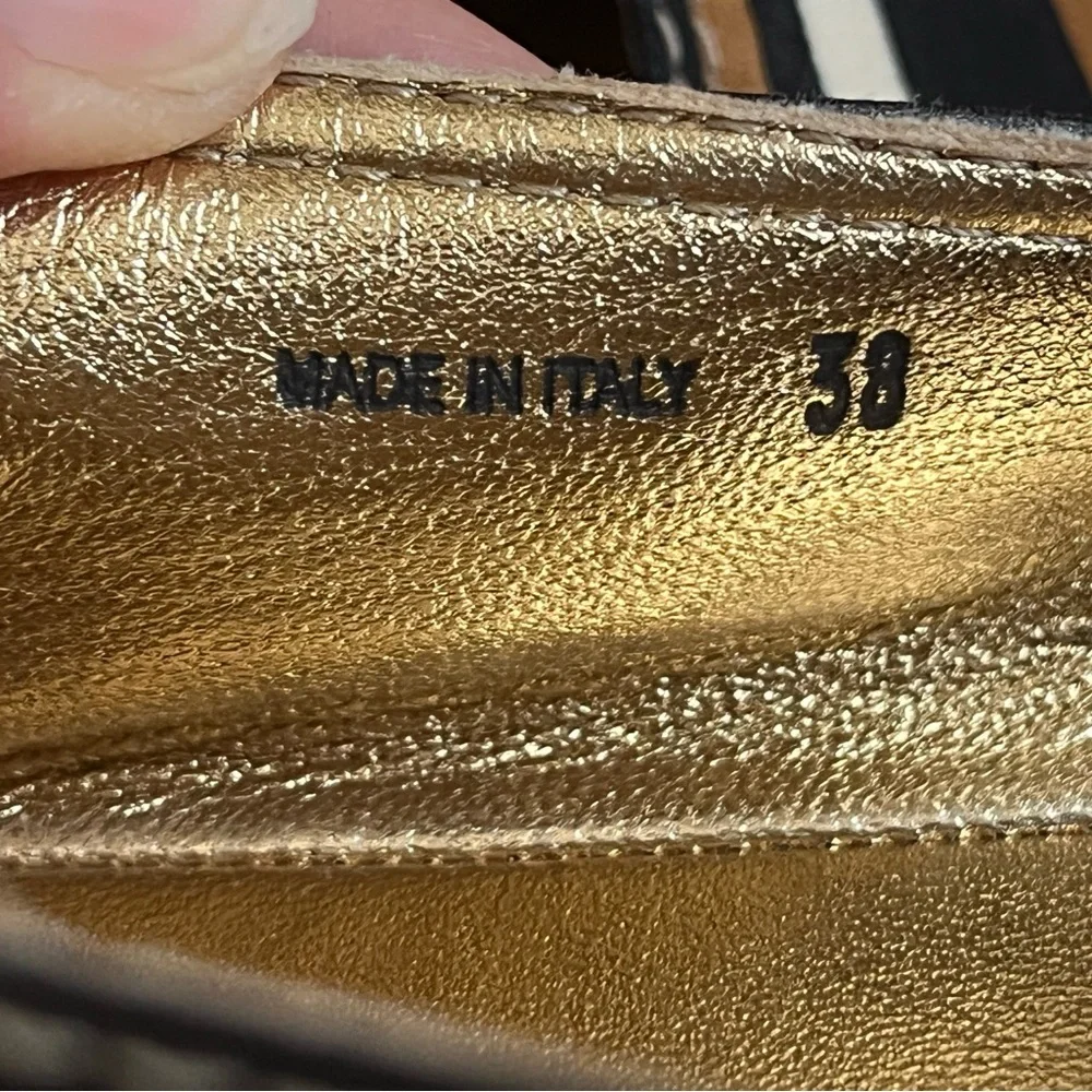 Prada Calzature Donna Tabacco/Arancio Striped Slip On Logo Espadrille Sz 38 NIB - Picture 14 of 16